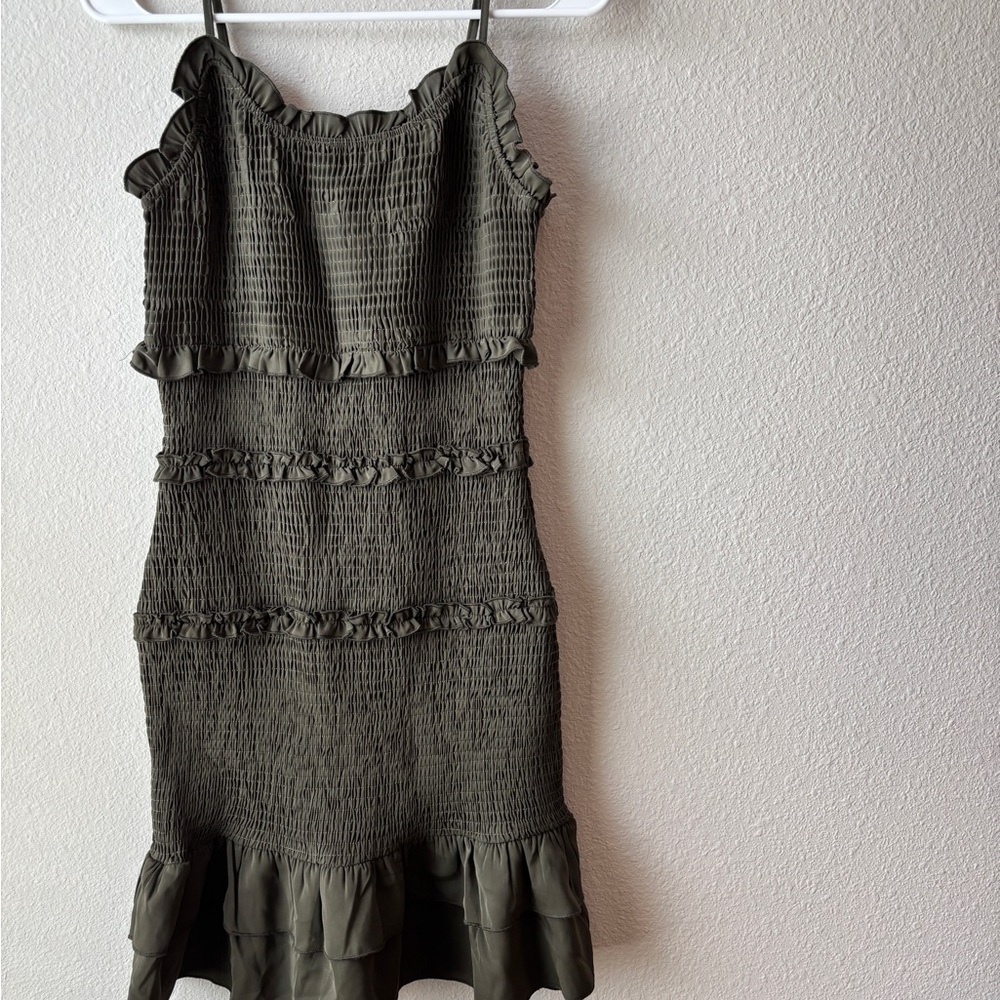 Green Tiered Ruffled Midi Dress